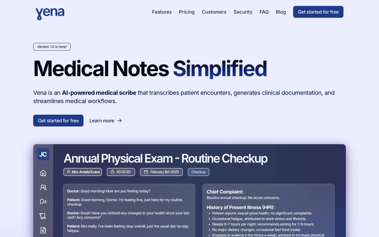 Vena - An AI tool that makes medical notes easy AI Healthcare Medical