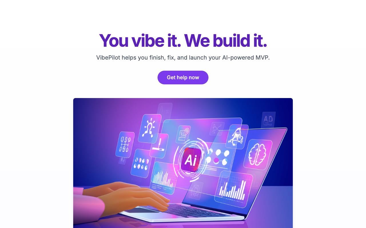 VibePilot - Helping founders and no-code builders launch their MVPs MVP AI no-code