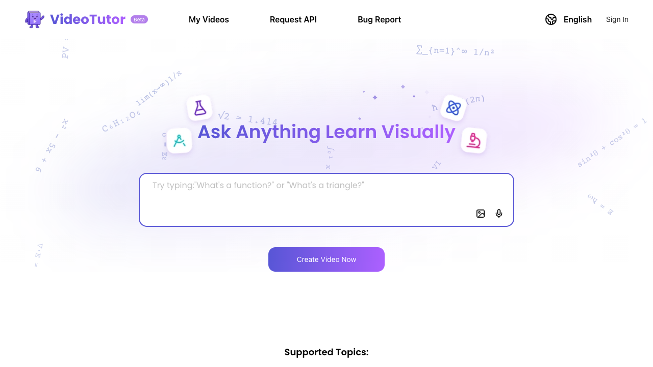 VideoTutor - Your AI tutor for visual explanations of any subject AI education personalized-learning