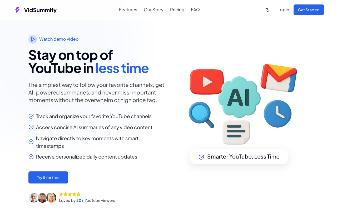 VidSummify - Get daily video summaries from YouTube AI Video Summarization