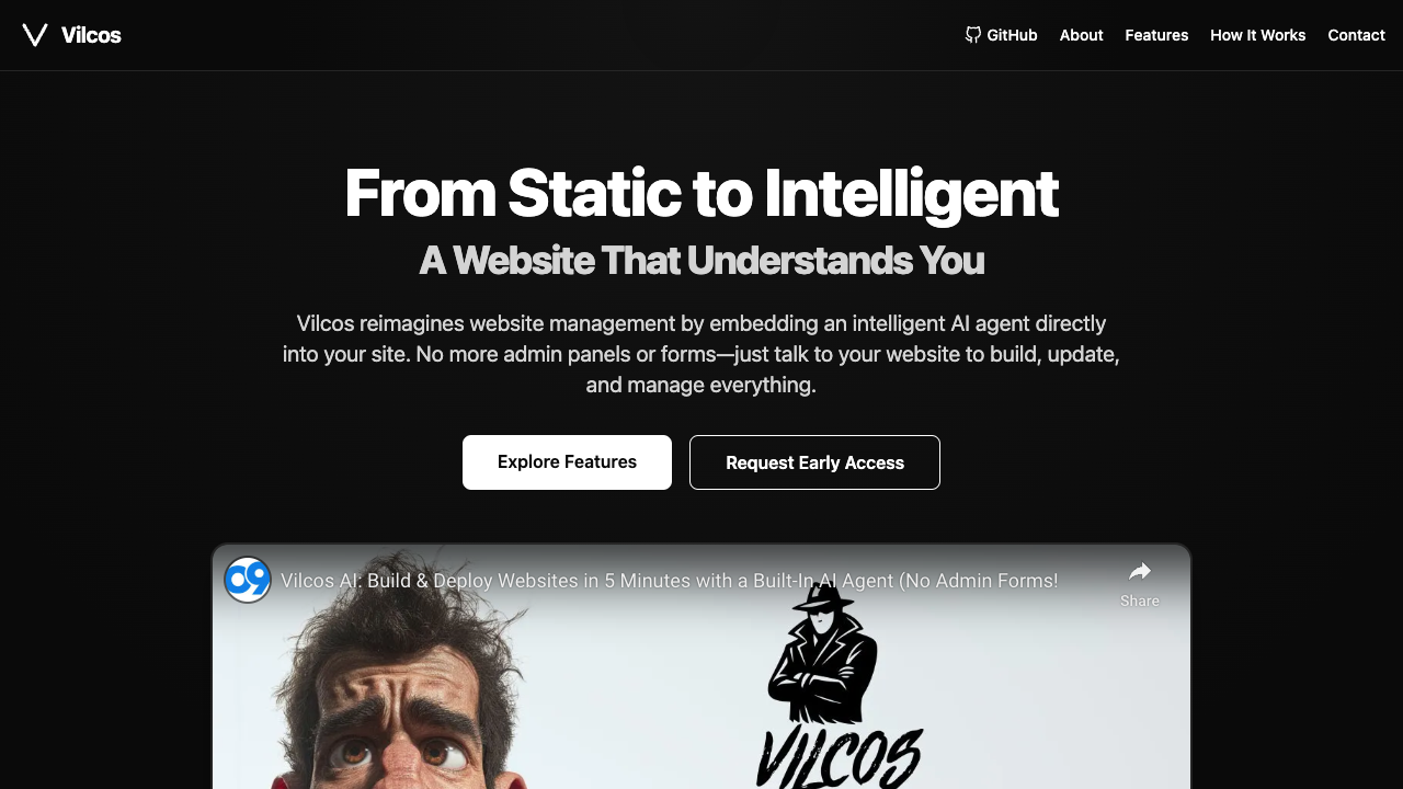 Vilcos - Chat with AI to create and manage your website easily AI Website Management