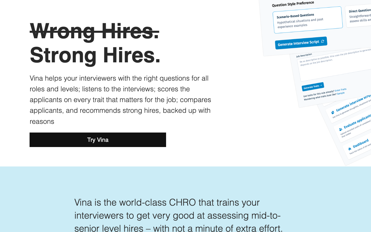 Vina - The AI assistant that helps you hire the best AI Recruitment Hiring