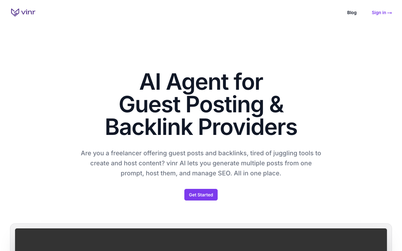 vinr AI - Your smart helper for guest posts and backlinks AI SEO Freelancing