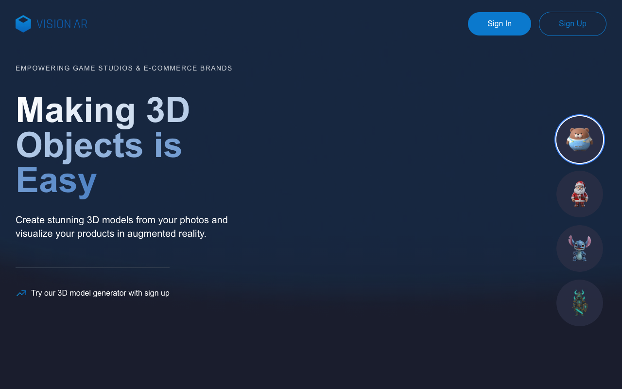VisionAR - Create 3D Models with AI in Minutes 3D-modeling AI augmented-reality