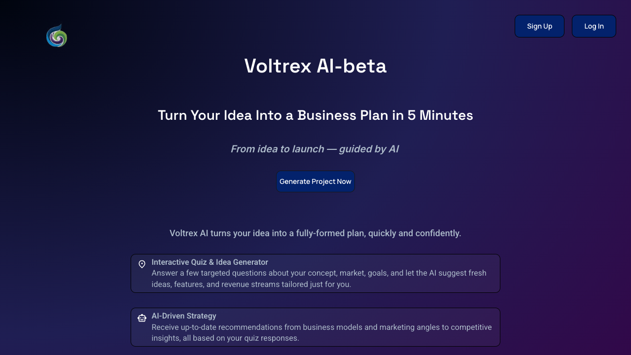Voltrex AI - Your personal business idea generator AI Entrepreneurship