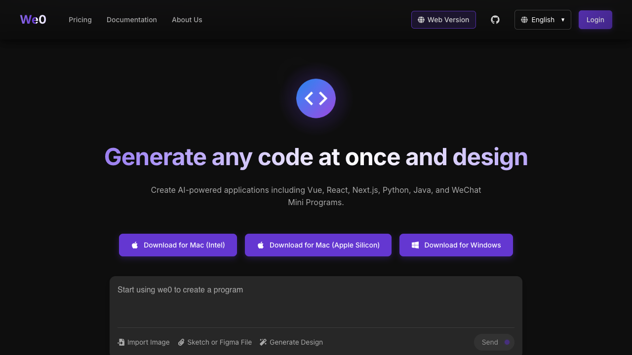 We0 - AI tool that turns designs into code quickly AI Development Design