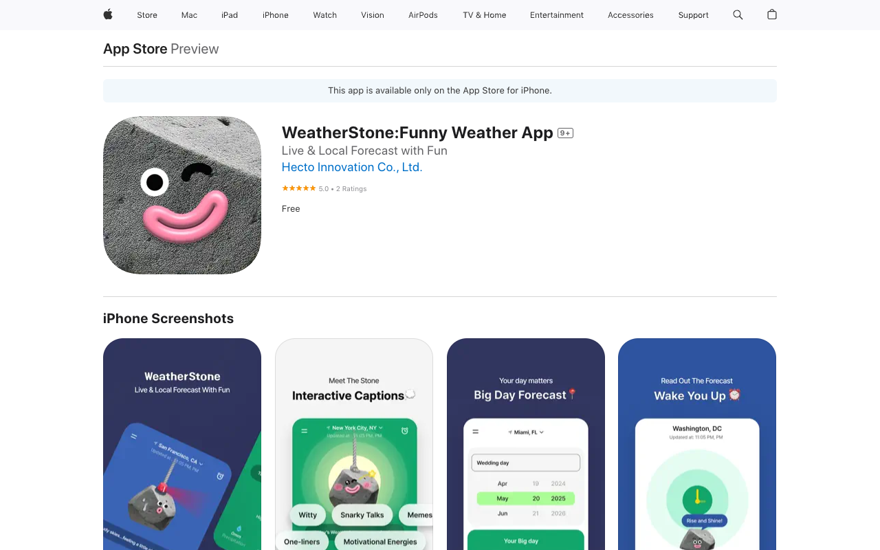 WeatherStone - A fun weather app that tells you the forecast Weather App