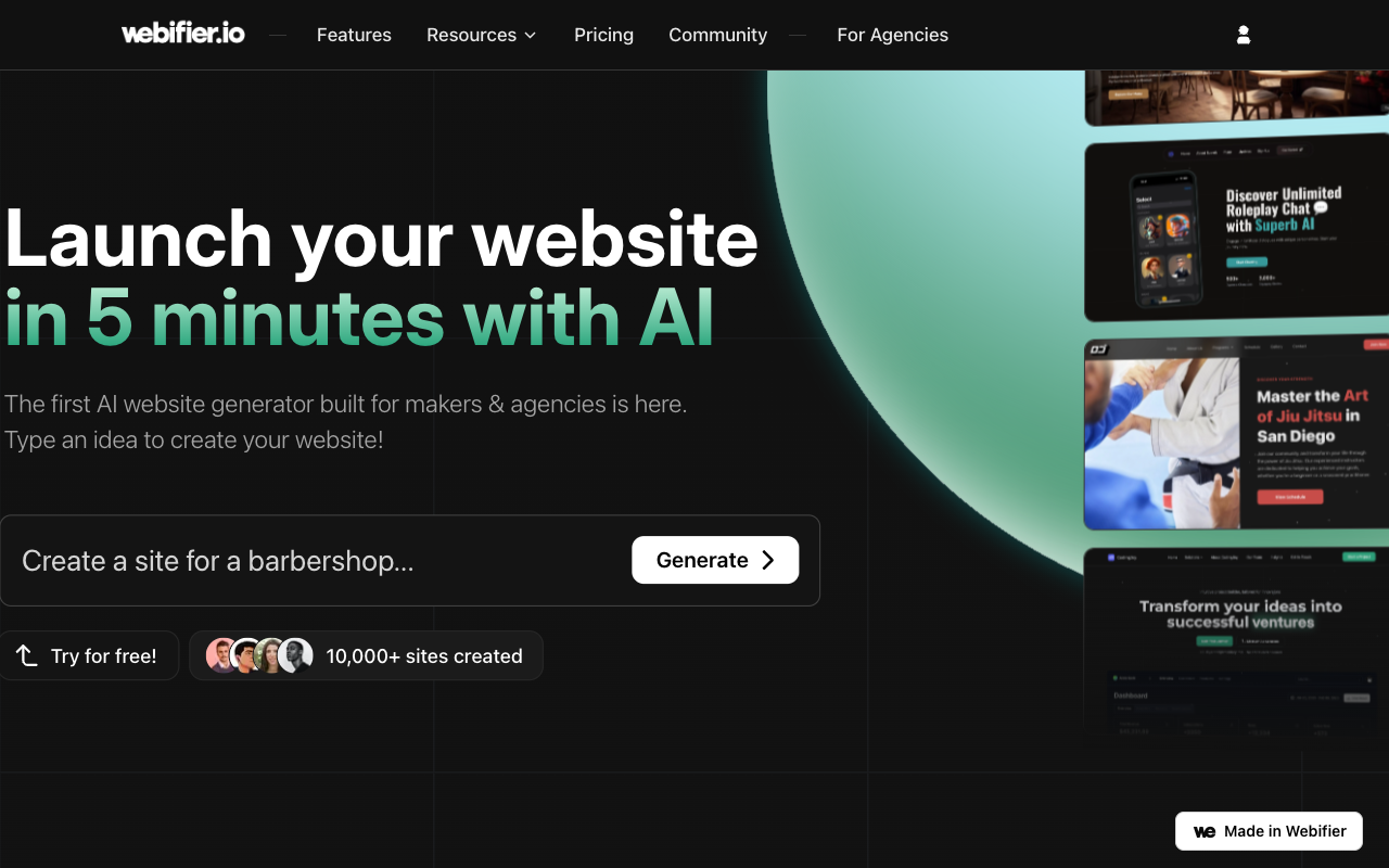 Webifier - Create beautiful React websites with AI AI Web Development Design