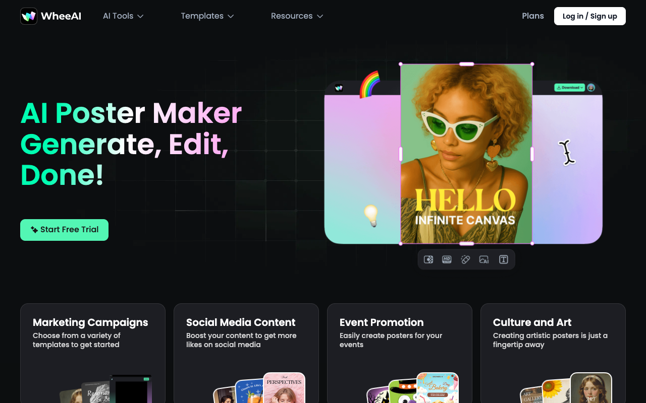 WheeAI - Create Amazing Posters in Seconds without Any Skills AI Design Marketing
