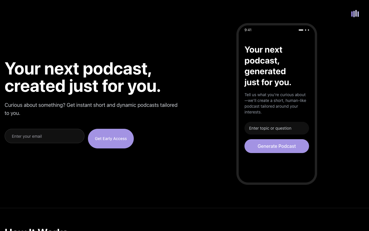 Whispr - An AI-powered platform for personalized bite-sized podcasts podcasts AI audio