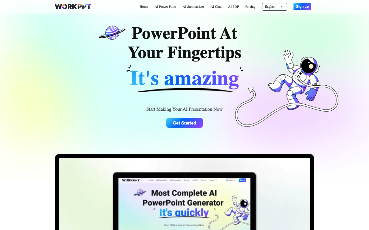 WorkPPT - An AI slide generator that simplifies presentation creation for businesses and educators AI presentations productivity