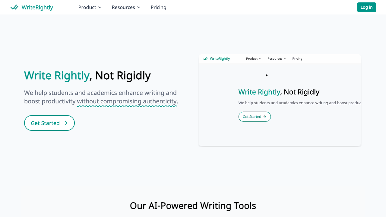 WriteRightly - An AI academic writing toolbox that enhances your writing and productivity AI writing proofreading