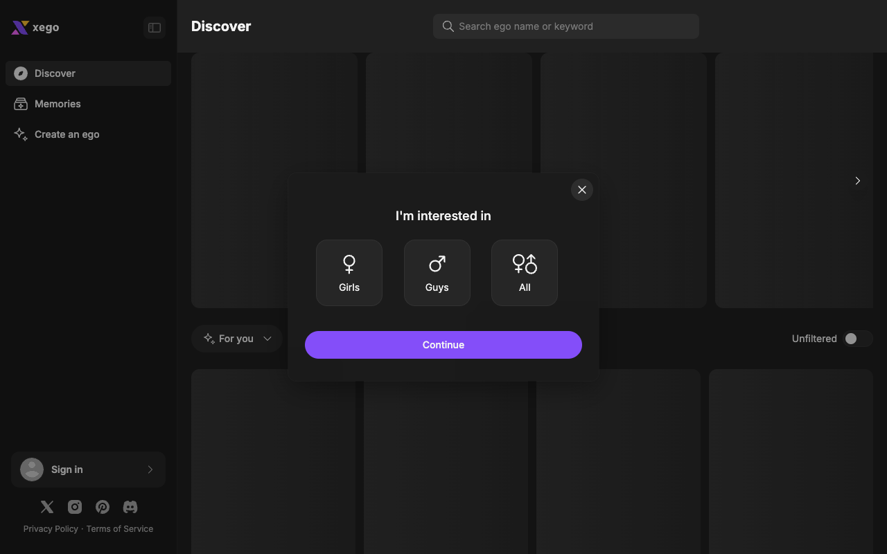 Xego - Create and Connect with Your Dream AI Companion AI roleplay companionship