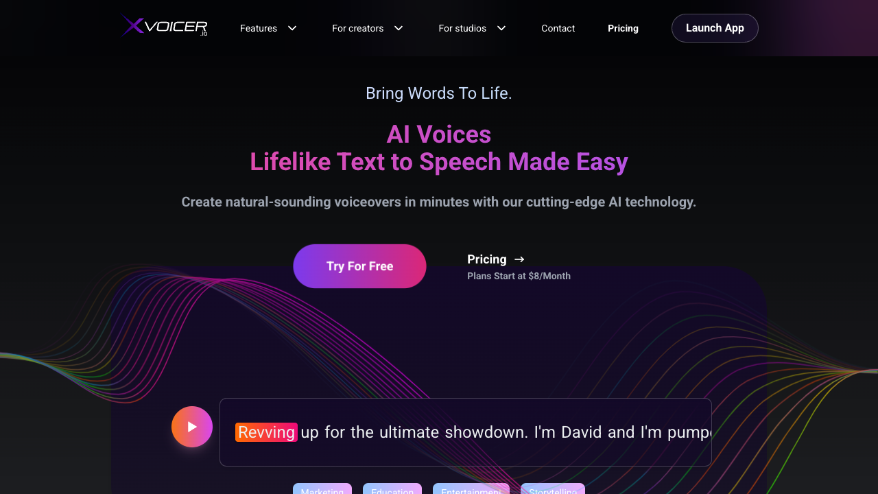 Xvoicer - The AI tool that turns your words into real voices AI Text-to-Speech Technology