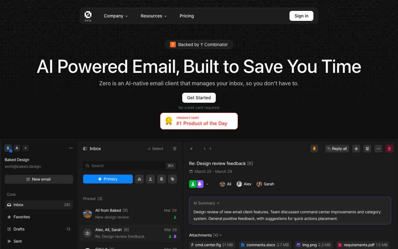 Zero - An AI native email client that manages your inbox effortlessly email AI productivity