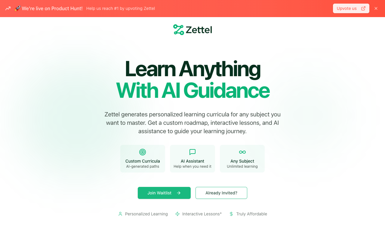 Zettel：AI驱动的个性化学习平台，助你高效掌握任何技能！