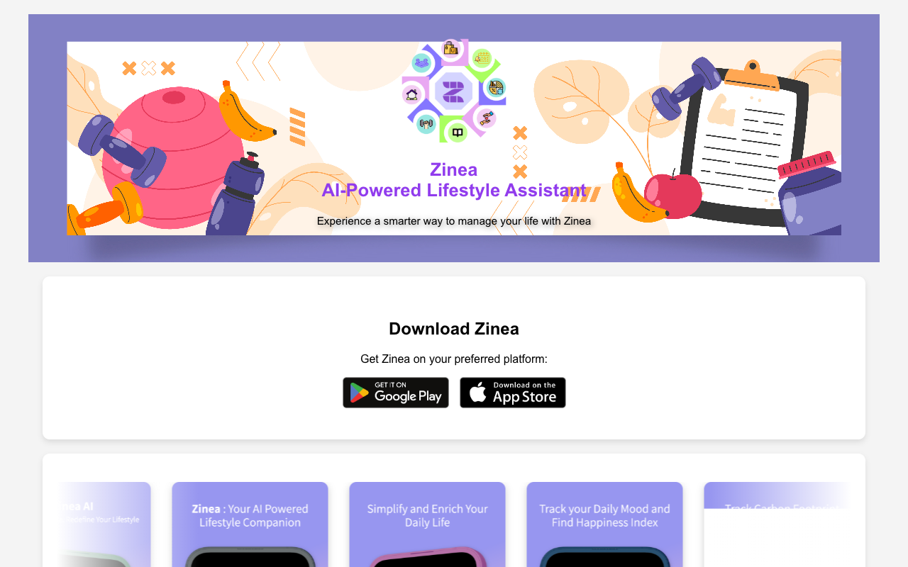 Zinea - Your AI-powered lifestyle assistant that helps you manage your daily activities lifestyle AI productivity