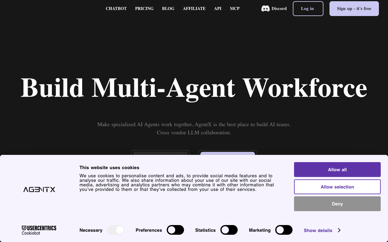 AgentX - A platform to build collaborative AI agent teams for enhanced productivity AI automation productivity