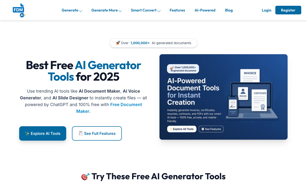 AI Document Maker - A Free Tool to Create PDFs, Invoices, and More Instantly AI document-creation free-tools