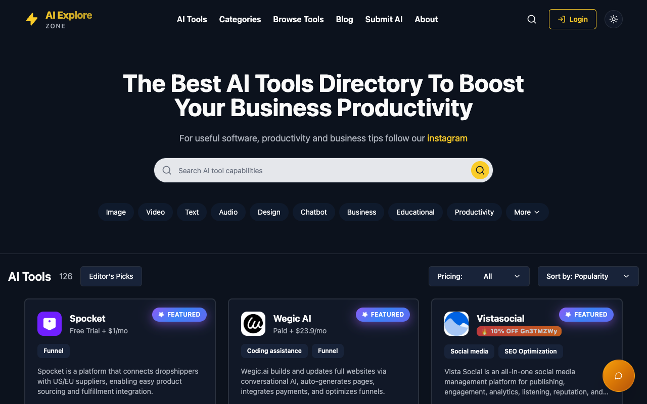 AI Explore Zone - The World’s Best AI Tools Directory AI tools productivity