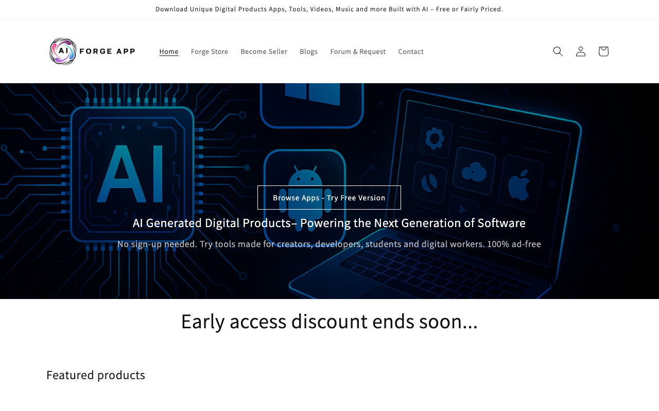 AI Forge APP - A marketplace for buying and selling AI-generated apps and tools ecommerce ai-tools app-market