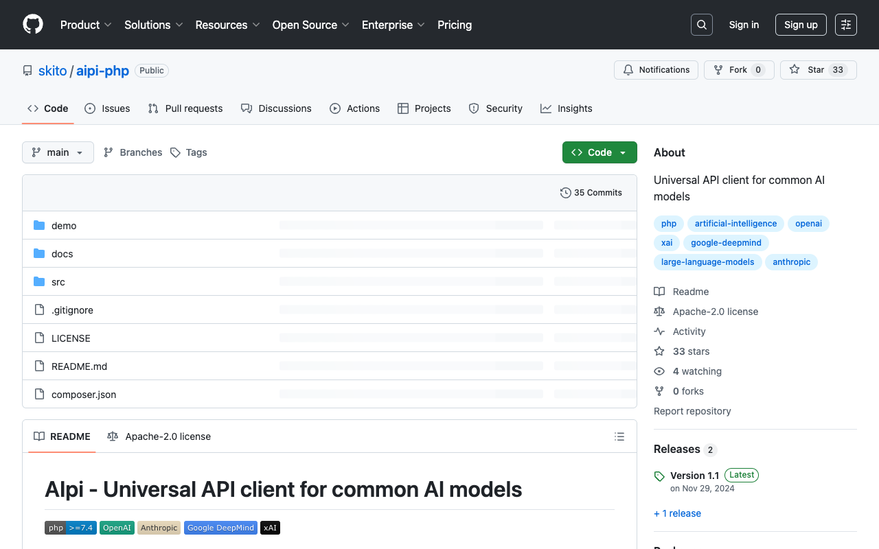AIpi - Simplify AI Model Interaction with Universal API Client AI PHP