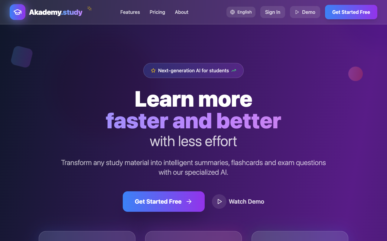 Akademy.study - Learn faster with AI-driven study tools learning AI education