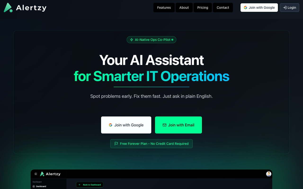 Alertzy - AI-Powered Infrastructure Monitoring and Incident Prevention infrastructure AI monitoring