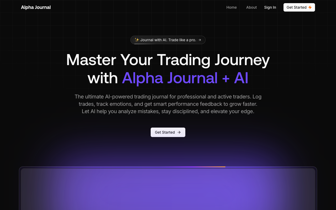 Alpha Journal - An AI-powered trading journal for serious traders trading AI performance