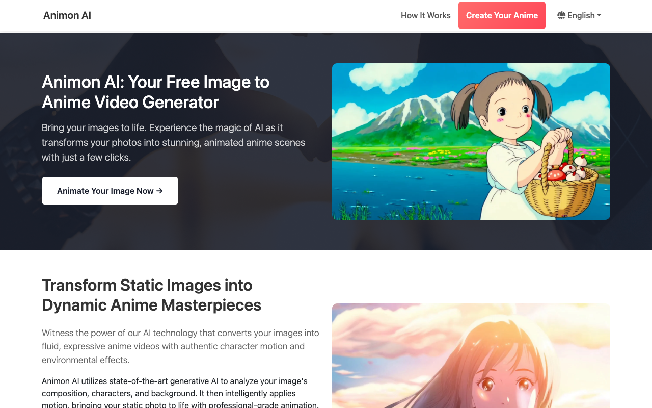 一键唤醒次元壁!Animon AI:用AI魔法将你的照片变成炫酷动漫大片