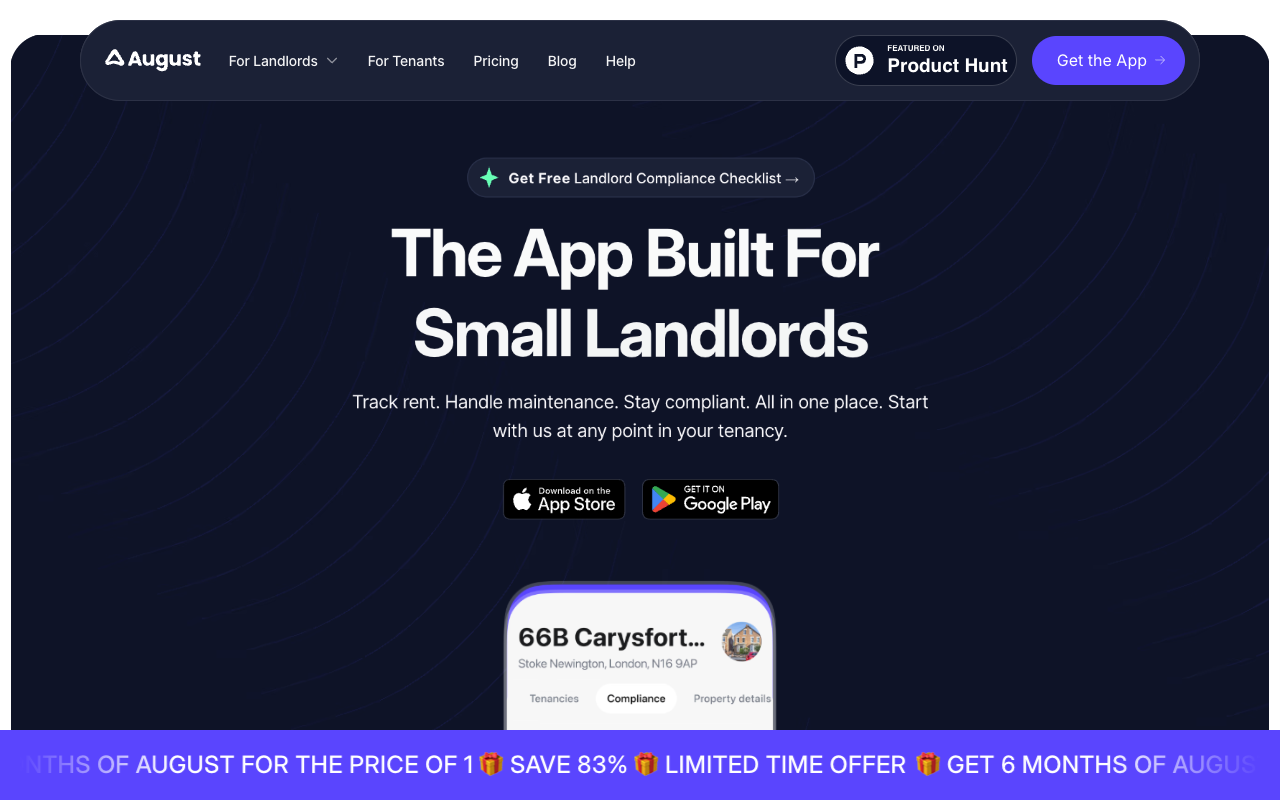 August - The all-in-one app for small landlords to manage rentals effortlessly landlords rental-management app