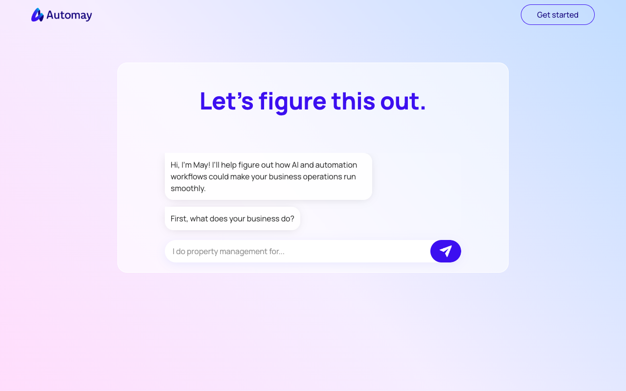 Automay - A chatbot that helps small businesses understand how AI and automation can improve their operations AI automation chatbot