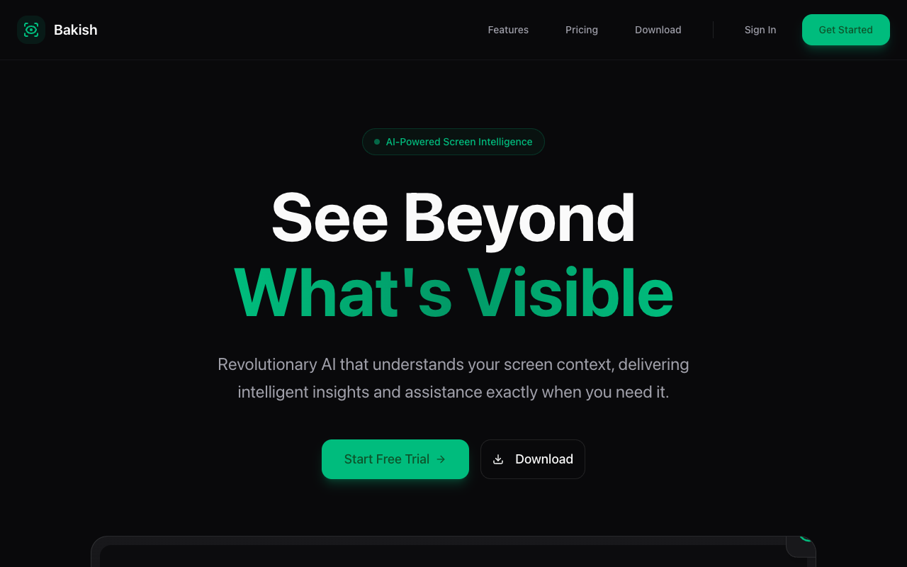 Bakish - An AI desktop assistant that enhances your screen experience with intelligent insights AI desktop-assistant productivity