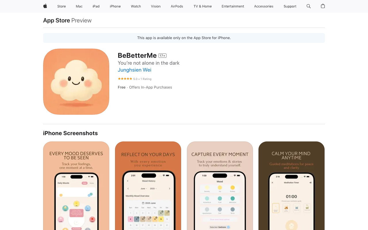 告别情绪内耗!BeBetterMe:你的随身AI情绪伴侣,开启每日心灵疗愈之旅