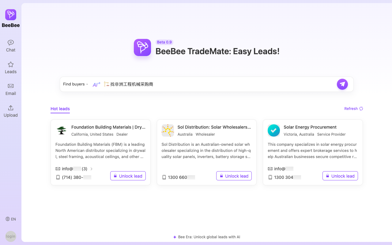BeeBee TradeMate - AI-powered tool for finding verified buyer and supplier leads AI trade lead-generation