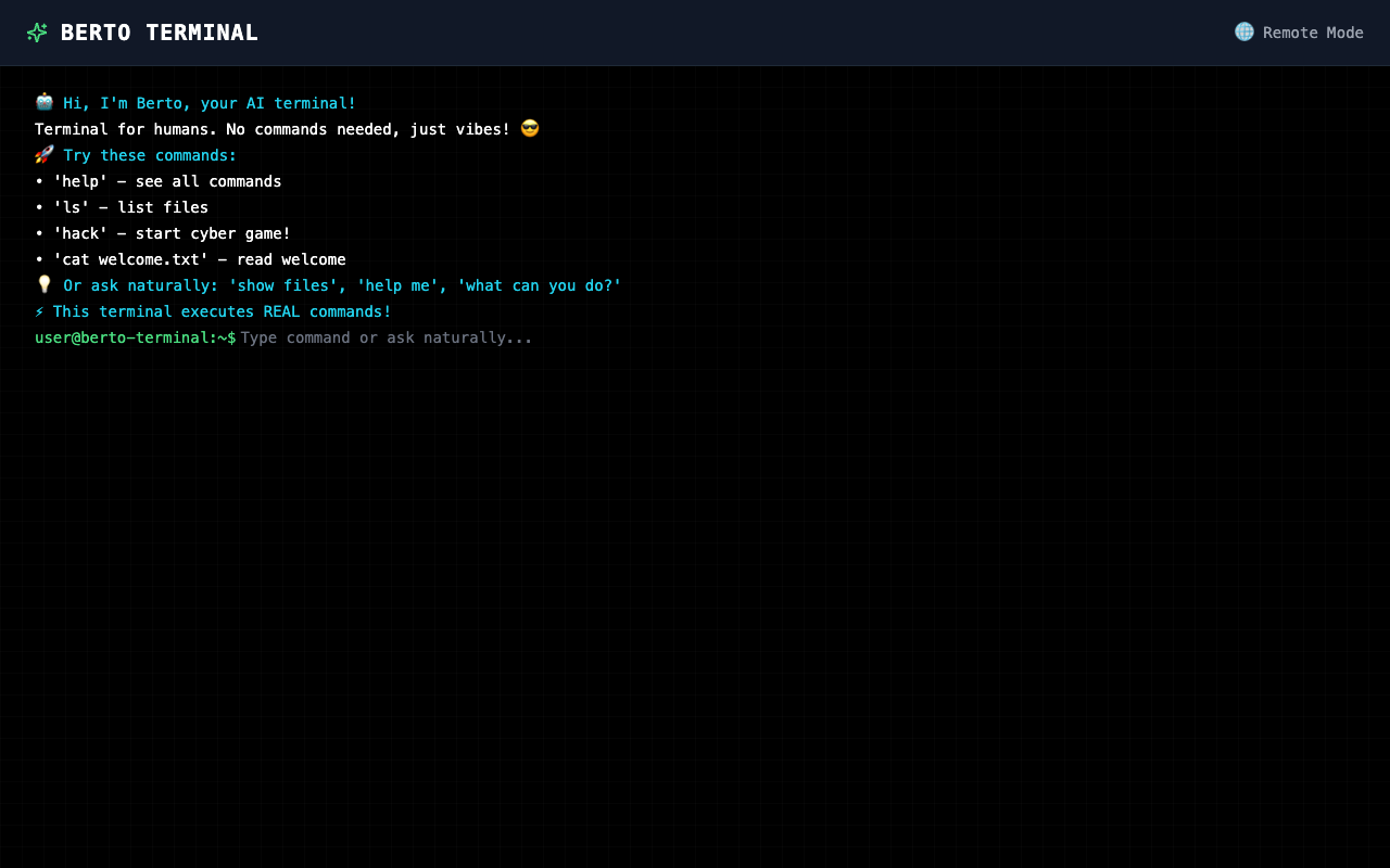 Berto - An AI terminal assistant that understands natural language and vibes AI terminal coding