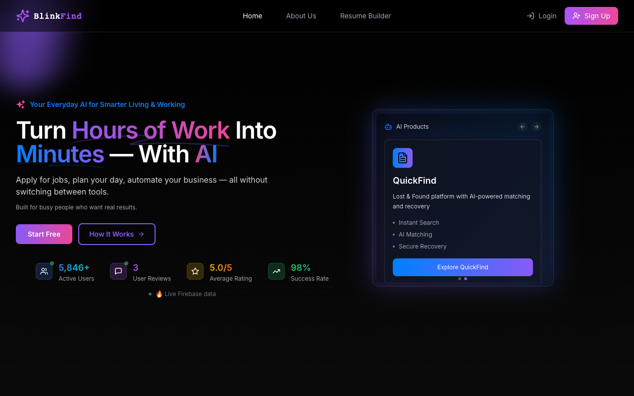 BlinkFind AI - Your AI assistant for job seekers and professionals to get hired AI job-seeking productivity