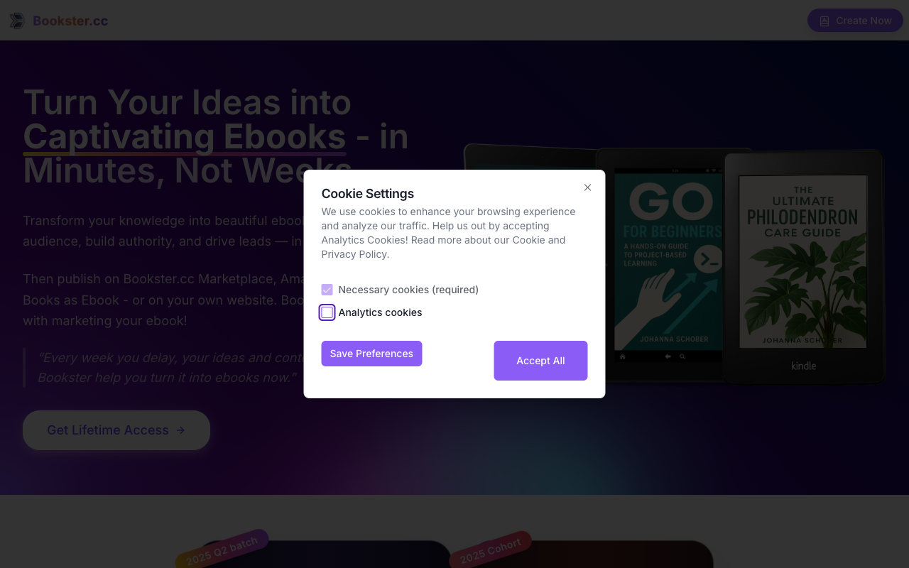 Bookster - Create and publish beautiful ebooks in minutes ebooks AI publishing