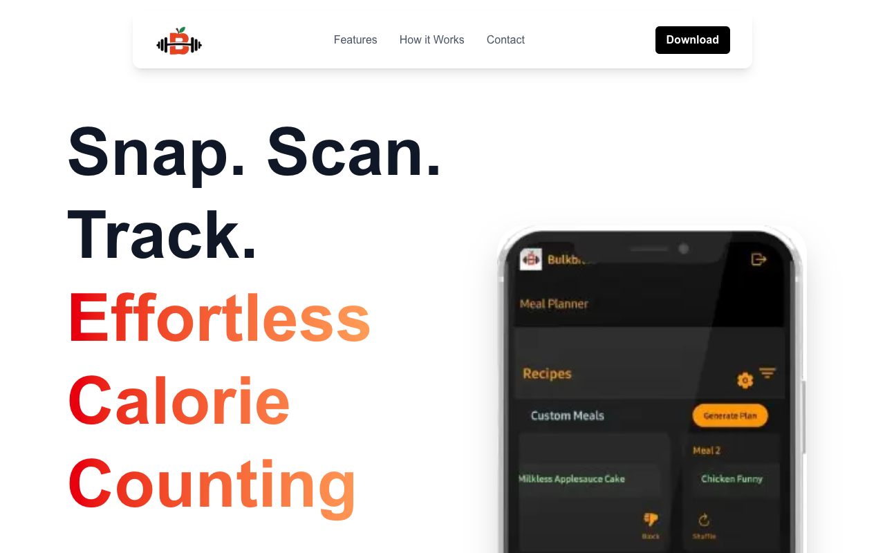 Bulkbites - An AI-powered app that helps you track calories and macros effortlessly calorie-tracking AI nutrition
