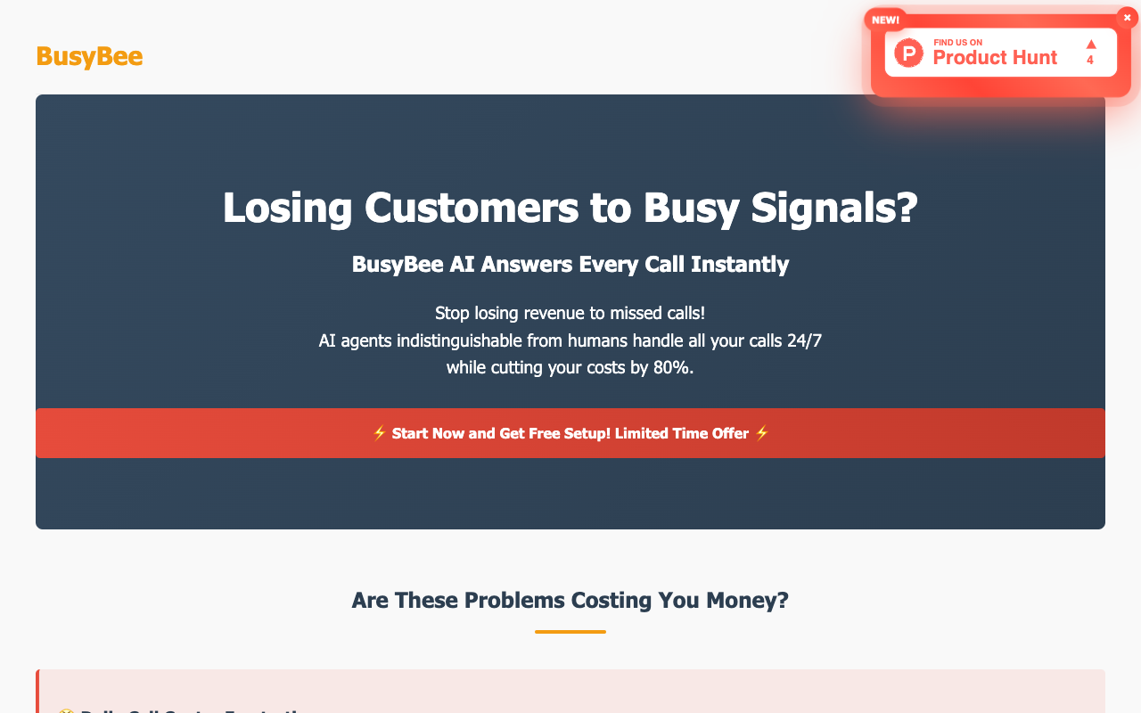 BusyBee AI - 24/7 Restaurant Phone Agent: Never miss a call—AI books your tables while you sleep AI restaurant call-center