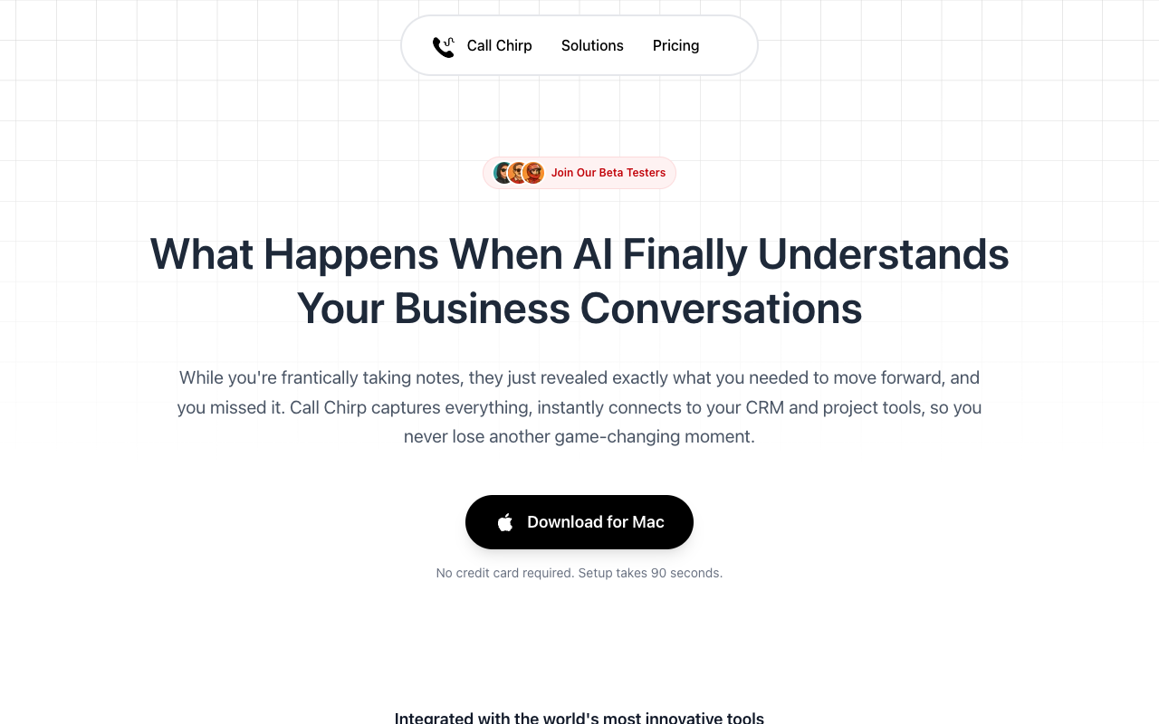 Call Chirp - An AI tool that captures and syncs your business conversations with your CRM AI business transcription