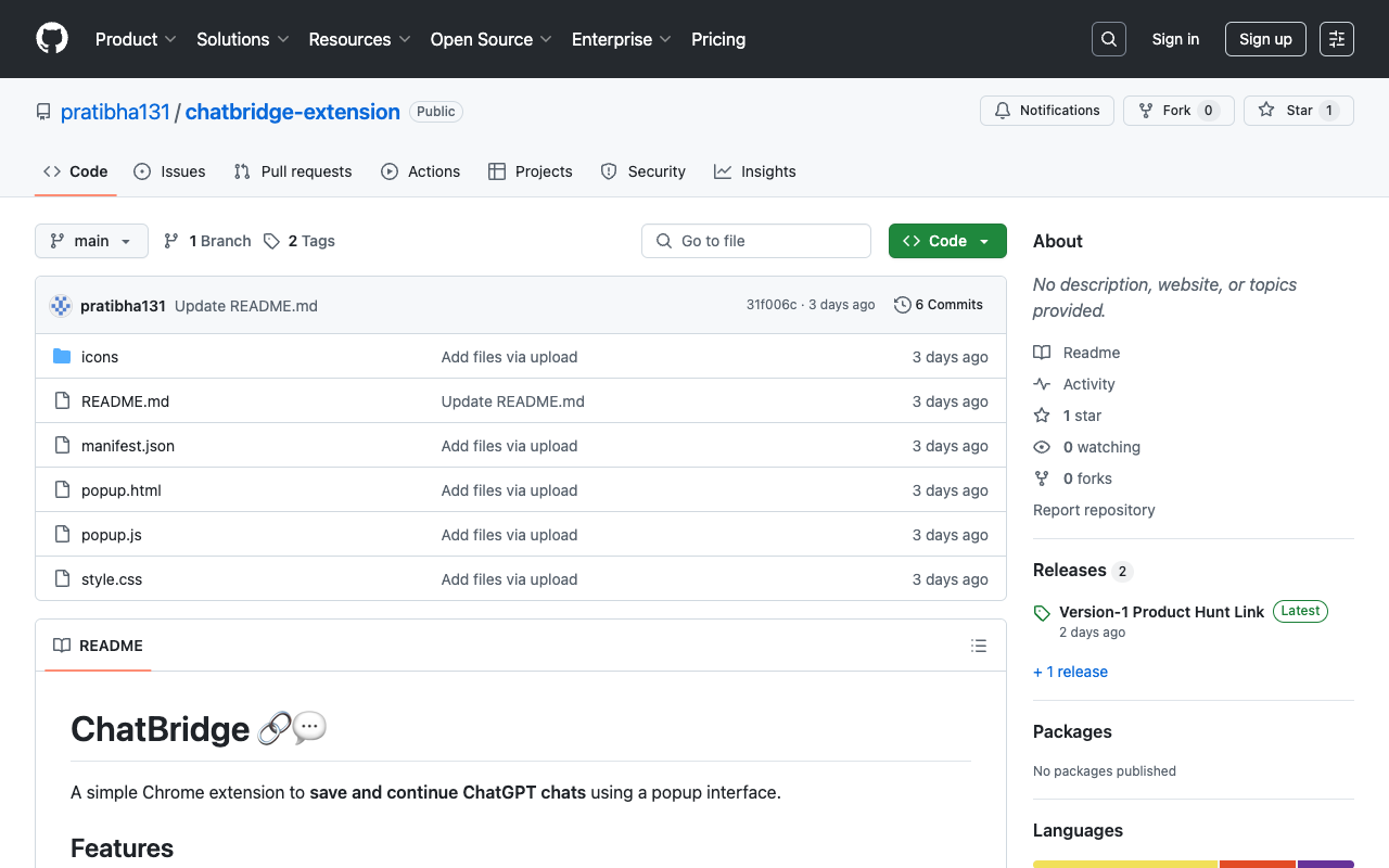 ChatBridge - A Chrome extension to save and resume your ChatGPT chats anytime, offline Chrome extension ChatGPT productivity