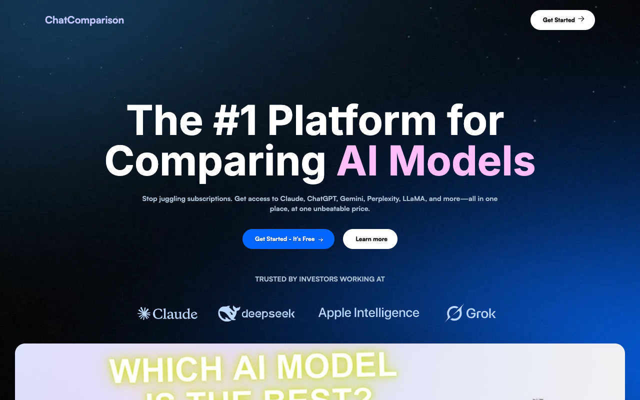 ChatComparison.ai - Compare 40+ AI Models in One Interface AI model-comparison technology