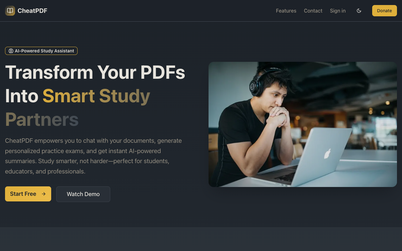 CheatPDF - Transform your PDFs into smart study partners with AI study AI PDFs