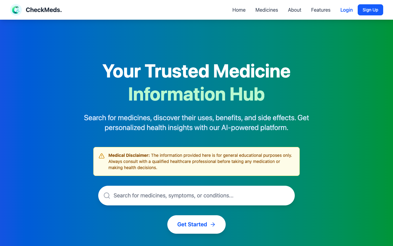 CheckMeds - Your Trusted AI-powered Medicine Information Platform medicine AI health