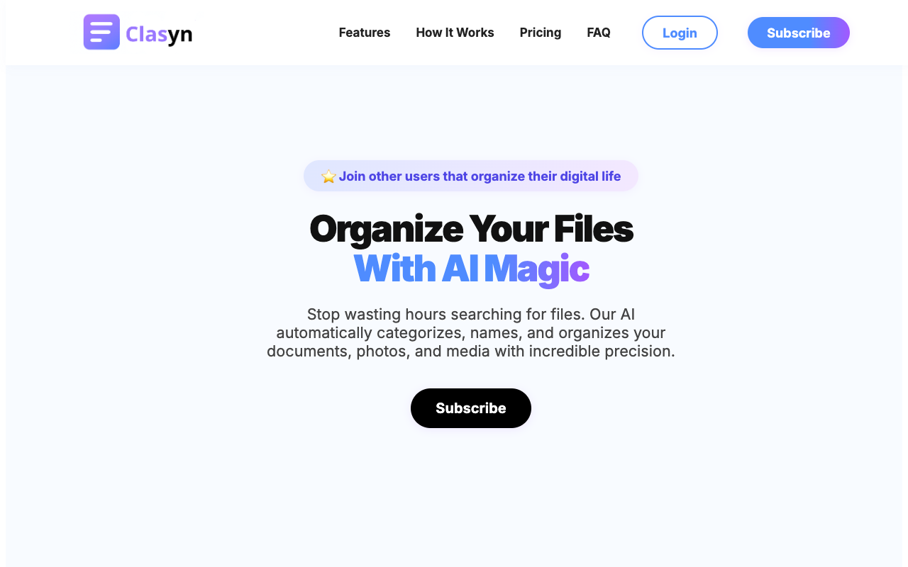 Clasyn - The easiest way to organize your files with AI file-organization AI productivity