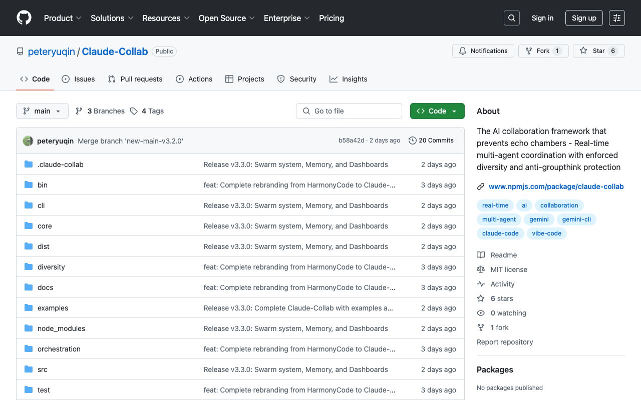 Claude-Collab - An AI framework that prevents echo chambers and promotes diverse collaboration AI collaboration diversity
