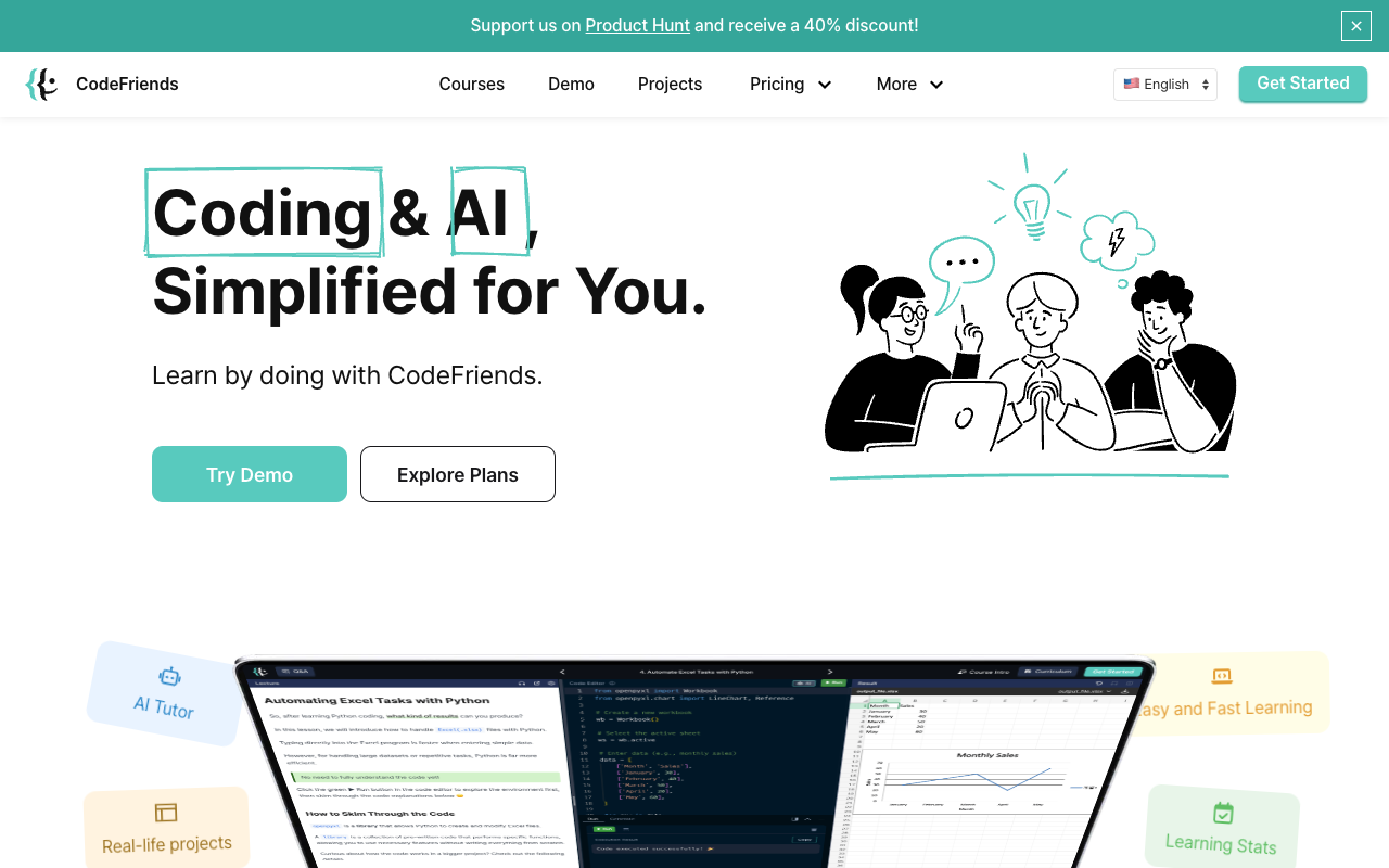 CodeFriends - An interactive learning platform to kickstart your coding and AI career coding AI learning