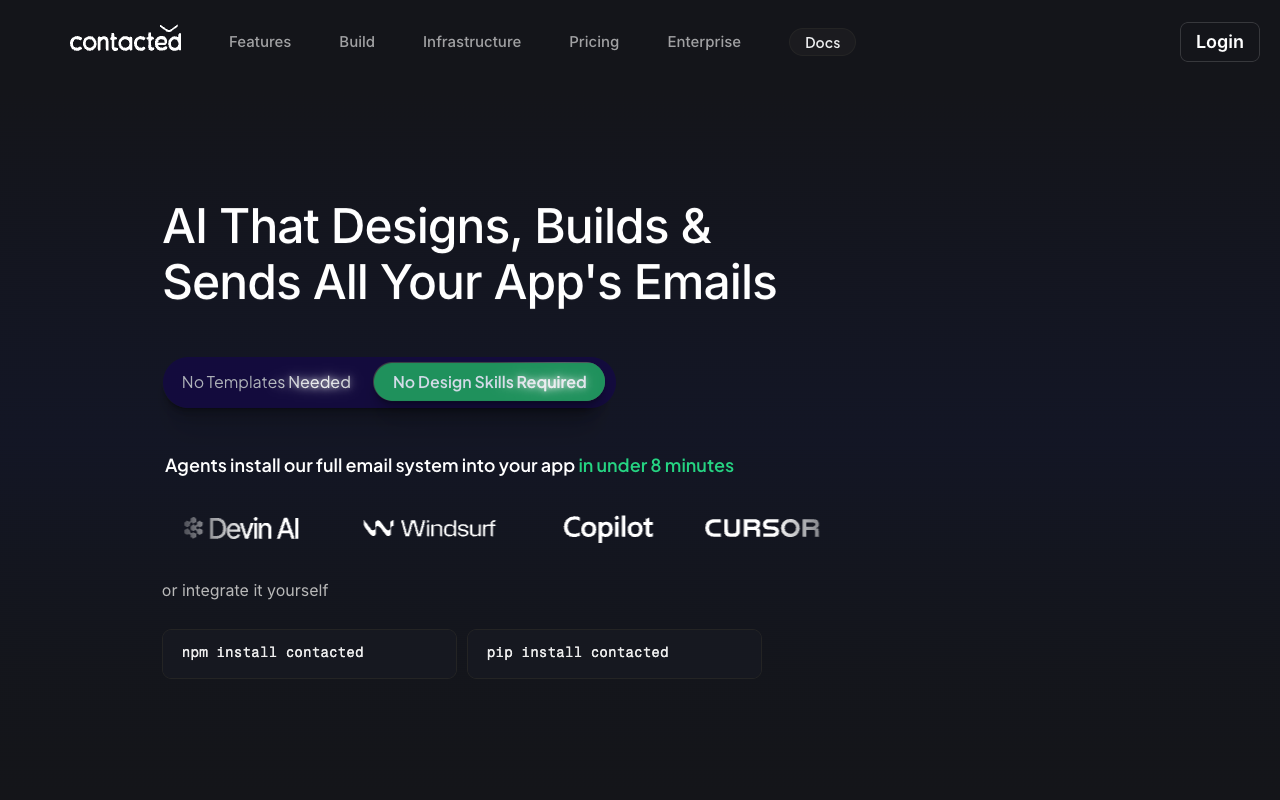 Contacted - AI Emails For Developers: Generate & send branded emails from simple English prompts AI email development