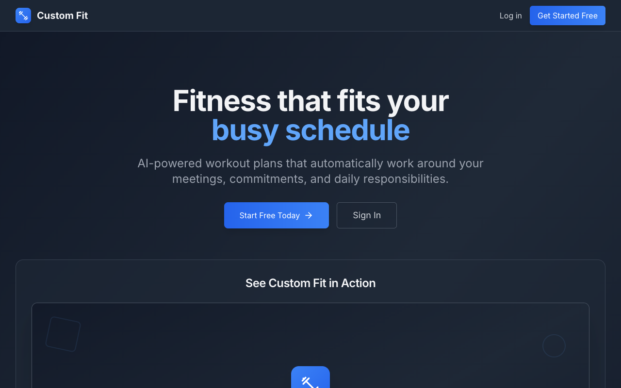 Custom Fit - AI-Powered Workout Plans That Fit Your Life fitness AI personalized-workouts
